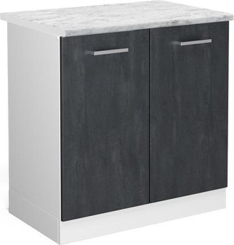 Vicco Armario Bajo Para Fregadero R-line, Hormig&oacute;n Negro, 80 Cm Et M&aacute;rmol