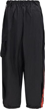 Yohji Yamamoto Polyamide with Red Side Stripe Cargo Pants - Black