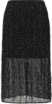 Twinset Sequin-Embellished Midi Rok - Dames - Midirokken - Zwart - L - Polyester - Rokken