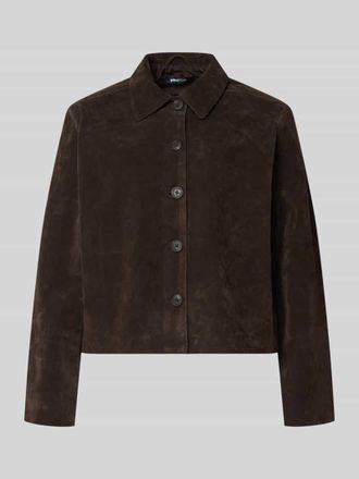 Gina Tricot Jacke in Leder-Optik mit Kentkragen Modell Trine in Dunkelbraun, Gr&ouml;&szlig;e M