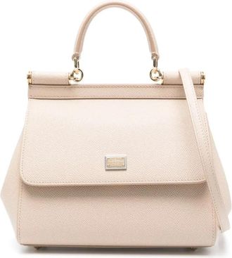 Dolce & Gabbana Sicily Medium Handtas - Dames - Handtassen - Beige - ONE Size - Leer - Tassen