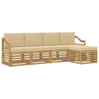 vidaXL Conjunto De Sof&aacute;s De Exterior Con Coj&iacute;n 5 Pcs Y Beige Poli&eacute;ster Vidaxl
