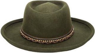 San Diego Hat Company Rhinestone & Braided Leather Wool Gambler Hat in Green at Nordstrom Rack