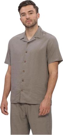 Anerkjendt Akleo Cot/Linen/Vis S/S Shirt - Heren - Overhemden - Beige - Maat: S Linnen
