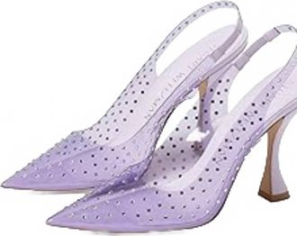 Stuart Weitzman Womens Glam Xcurve 100 Slingback Heels In Wisteria/clear