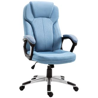 Vinsetto Linen Executive Office Chair Height Adjustable Swivel Chair - Blue | TJ Hughes