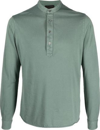 Dell'Oglio band-collar cotton polo shirt - men - Cotton - 52 - Green