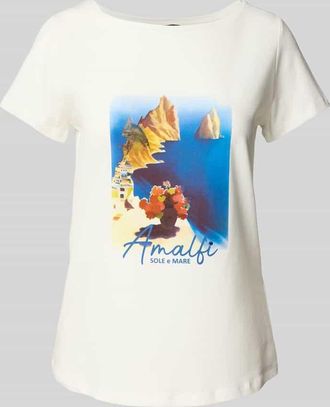 More & More More & More T-Shirt mit geripptem Rundhalsausschnitt in Offwhite, Gr&ouml;&szlig;e 34