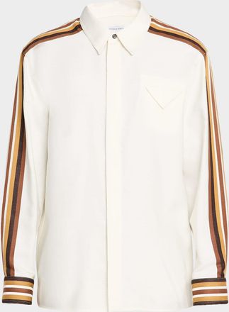 Bottega Veneta Mens Textured Stripe Sport Shirt