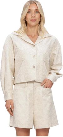 Amaya Amsterdam Dames, Blouses & Shirts, Beige, Maat: S Katoen