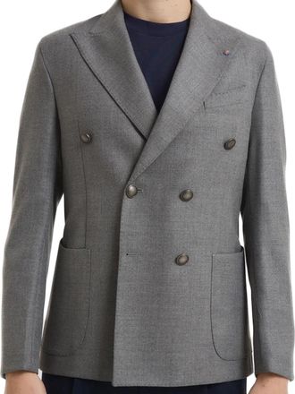 Bharnaba Double-Breasted Tailored Jacket with Reverse Collar