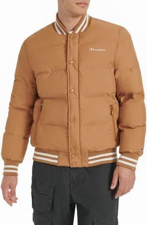 Champion Varsity Quilted Bomber Jacket in Tobacco at Nordstrom Rack, Size Xx-Large