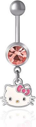 Hello Kitty Crystal Belly Button Ring in Silver, White at Nordstrom