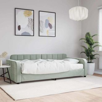 vidaXL Sof&aacute; Cama Con Colch&oacute;n Terciopelo Gris Claro 90x200 Cm Vidaxl