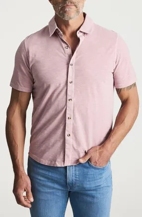 34 Heritage Short Sleeve Slub Cotton Jersey Button-Up Shirt in Woodrose at Nordstrom, Size Xx-Large