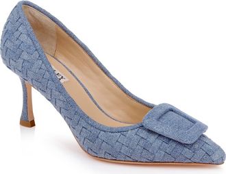 Badgley Mischka Yanet Pointed Toe Pump in Light Denim at Nordstrom, Size 6.5