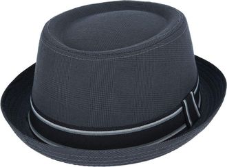 Generic Fidra Cotton Light Weight Unisex Pork Pie Hat with Grey Stripe (59cm, Dark Grey), 7 3/8