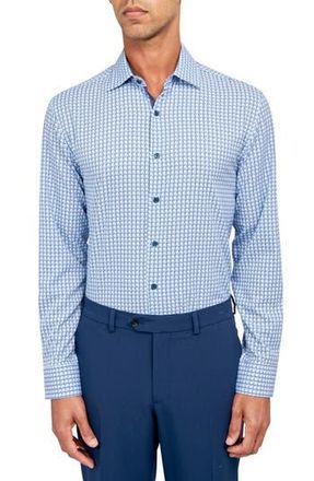 W.R.K Squiggle Geometric Print Performance Dress Shirt in White/Blue at Nordstrom Rack, Size 15.5
