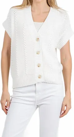 Repeat Cable Detail Cardigan In White