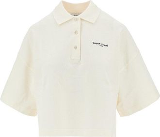 Maison Kitsun&eacute; Logo embroidery oversized Boxy Fit polo shirt Woman M