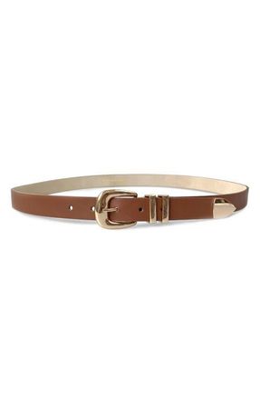 Petit Moments Atlas Faux Leather Belt in Brown/Gold at Nordstrom, Size X-Small