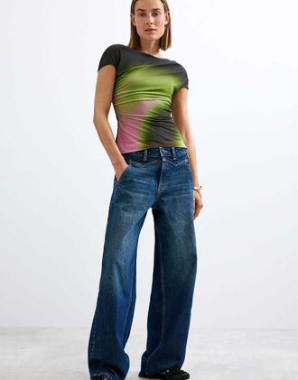 Desigual T-shirt in maglia a maniche corte nera-Nero