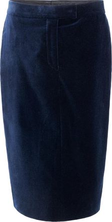 Tom Ford Blauwe Velvet Midi Rok met Rits - Dames - Midirokken - Blauw - XS - Katoen - Rokken