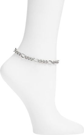 Open Edit Textured Curb Chain Anklet in Silver at Nordstrom