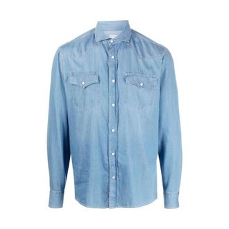 Brunello Cucinelli Heren, Overhemden, Blauw, Maat: S Denim