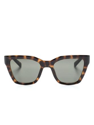 Saint Laurent Eyewear Occhiali da sole squadrati con logo inciso - Marrone