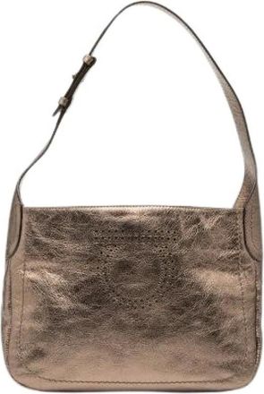 Ferragamo Pre-owned Shoulder Bags, female, Brown, Size: ONE SIZE Pre-owned Gancini Leather Shoulder Bag