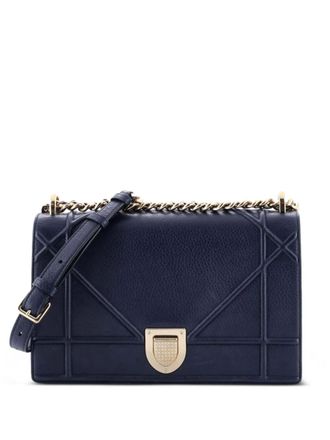 Dior Diorama Flap Bag Grained Calfskin Medium crossbody bag - Blu