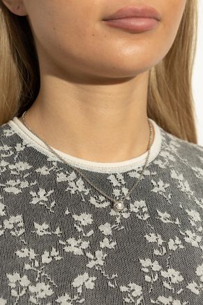 Fendi Necklace With Pearl Pendant, Womens, Silver