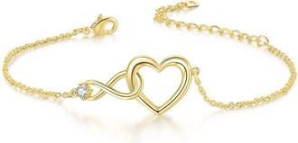 Generic Cute Heart Charms Bracelets Bangles for Women Style Crystal Rose Friendship