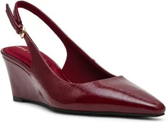 Anne Klein Cookie Wedge Slingback Pump in Burgundy Patent at Nordstrom, Size 7.5