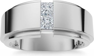 Pompeii3 1Ct Mens Princess Cut Diamond Tension Set Wedding Ring 14k Gold Lab Grown