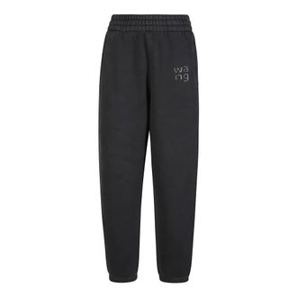 Alexander Wang Crystal Hotfix Logo Sweatpant - Dames - Sweatpants - Zwart - S - Katoen - Broeken