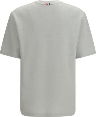 Thom Browne Cotton-Linen with Ribbed Texture T-Shirt - Gray