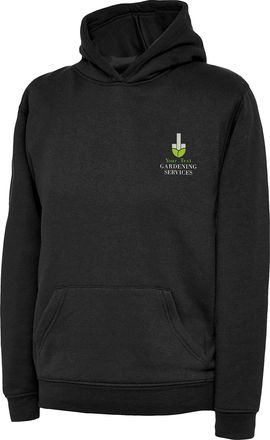 Generic Personalised Embroidered Gardening Services Company Custom Name Text Hoodie Uneek The Work Wear Hoodie Top(L, Black)