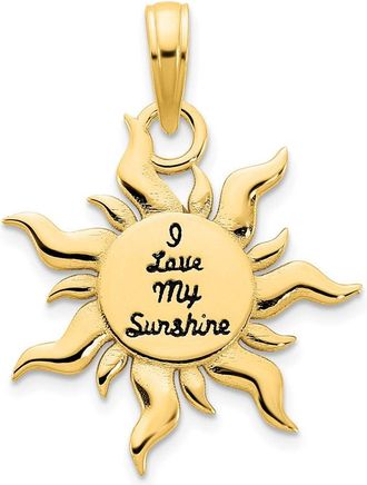 Diamond2Deal 14k Yellow Gold Epoxy I LOVE MY SUNSHINE Sun Pendant