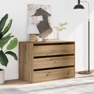 Berkfield Home Classic Corner Chest of Drawers Artisian Oak 80x41x58 cm Engineer in Brown | Size: 80 x 41 x 58 cm