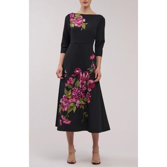 Kay Unger Greta Floral Embroidered Gown in Carbon Multi at Nordstrom Rack, Size 14