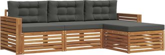 vidaXL Conjunto De Sof&aacute;s De Exterior 4 Uds. Natural Y Antracita Vidaxl