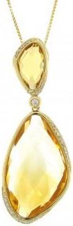 Allurez 0.18ct Diamond & 23.70ct Citrine 14k Yellow Gold Pendant Necklace