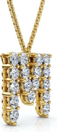 Pompeii3 1Ct Diamond Initial M Pendant 14k Gold 18 Necklace Lab Grown 5/8 Tall