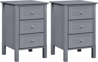 Yaheetech 2 Comodini Camera da Letto Moderni con 3 Cassetti Comò Cassettiere Tavolino Laterale da Divano Salotto 40 x 40 x 60 cm Grigio Scuro - Yaheetech