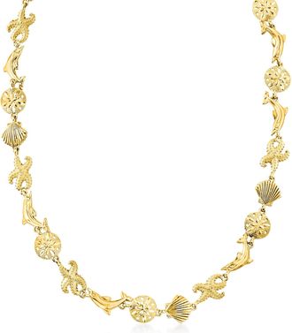 Ross-Simons 18kt Gold Over Sterling Silver Sea Life Link Necklace