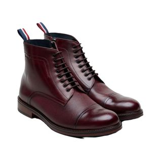 Ben Sherman Harrington Brush Off Leather Mens Burgundy Boots - Red - Size UK 11