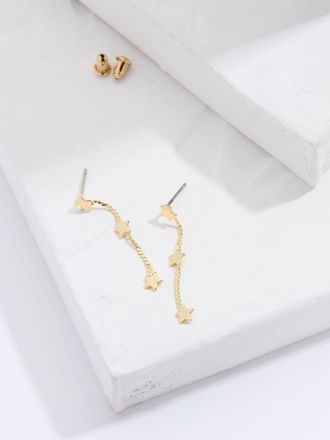 Fat Face FatFace Gold Tone Triple Star Chain Earrings