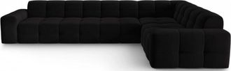 BLOOMINGLOFT 6-Sitzer Design Ecksofa Kendal Bezug: Schwarz